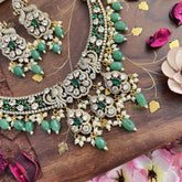 Exclusive Hasli Victorian Diamond Neckpiece-Green-VV1944